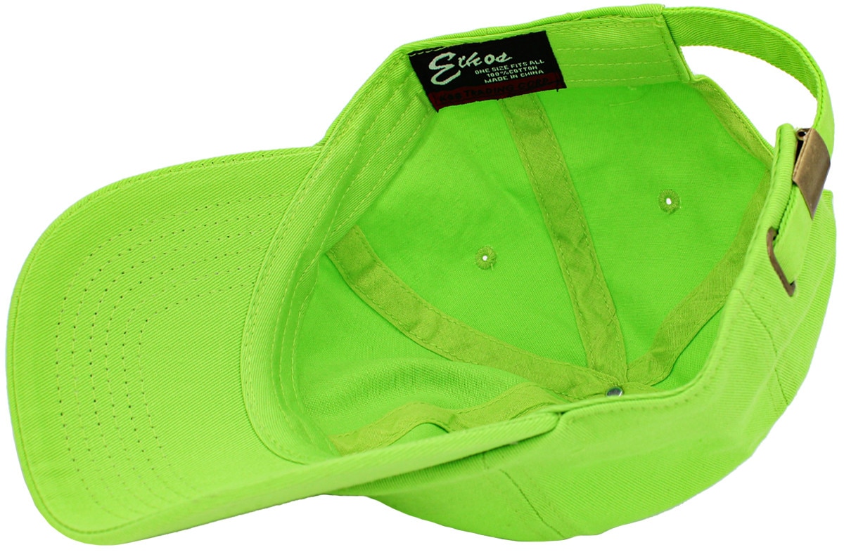 Lime Low Profile Baseball Caps Inside Turned Over View